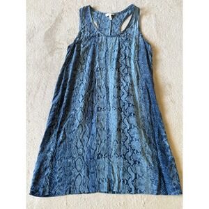 Joie Women's Small Snakeskin Print Dress Racerback Sleeveless Casual Blue Mini‎